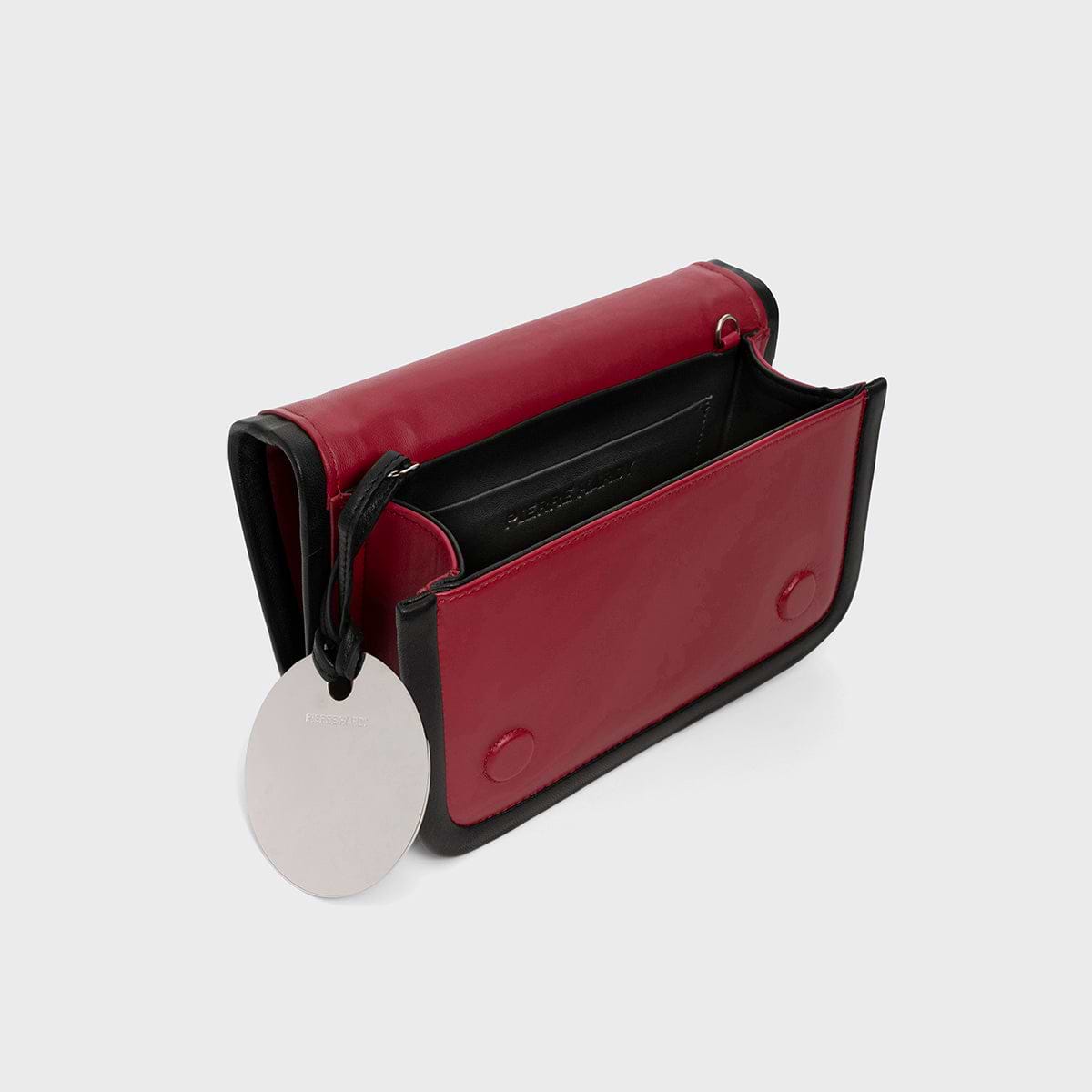 Pierre Hardy ALPHA HANDBAG, carmine red, lilac, anise and black lambskin, vue 3