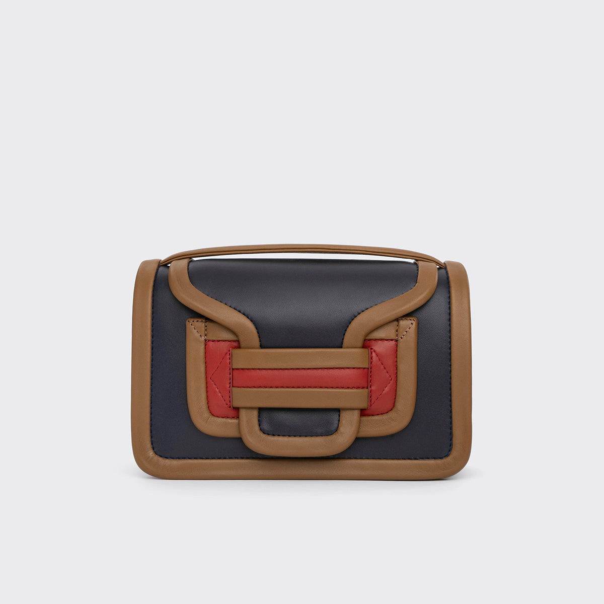 Pierre Hardy ALPHA HANDBAG, navy, rust and camel lambskin, vue 7