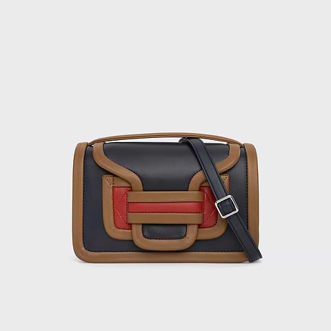 Pierre Hardy SAC À MAIN ALPHA, cuir d'agneau bleu marine, rouille et camel