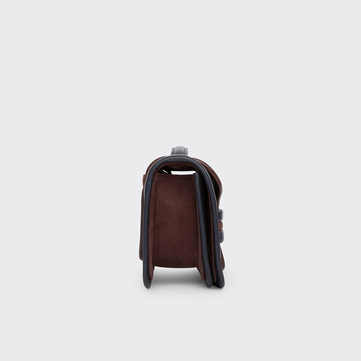 Pierre Hardy SAC À MAIN ALPHA, cuir de chevreau velours et cuir d'agneau marron & bleu marine, vue 4