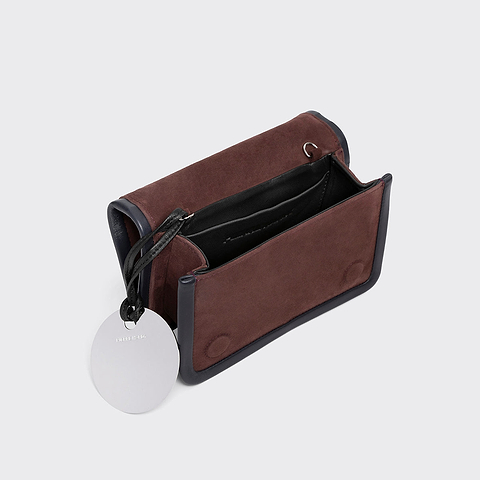 Pierre Hardy SAC À MAIN ALPHA, cuir de chevreau velours et cuir d'agneau marron & bleu marine, vue 2