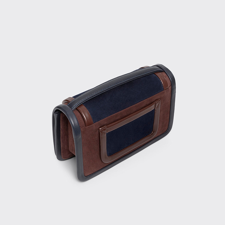 Pierre Hardy SAC À MAIN ALPHA, cuir de chevreau velours et cuir d'agneau marron & bleu marine, vue 5