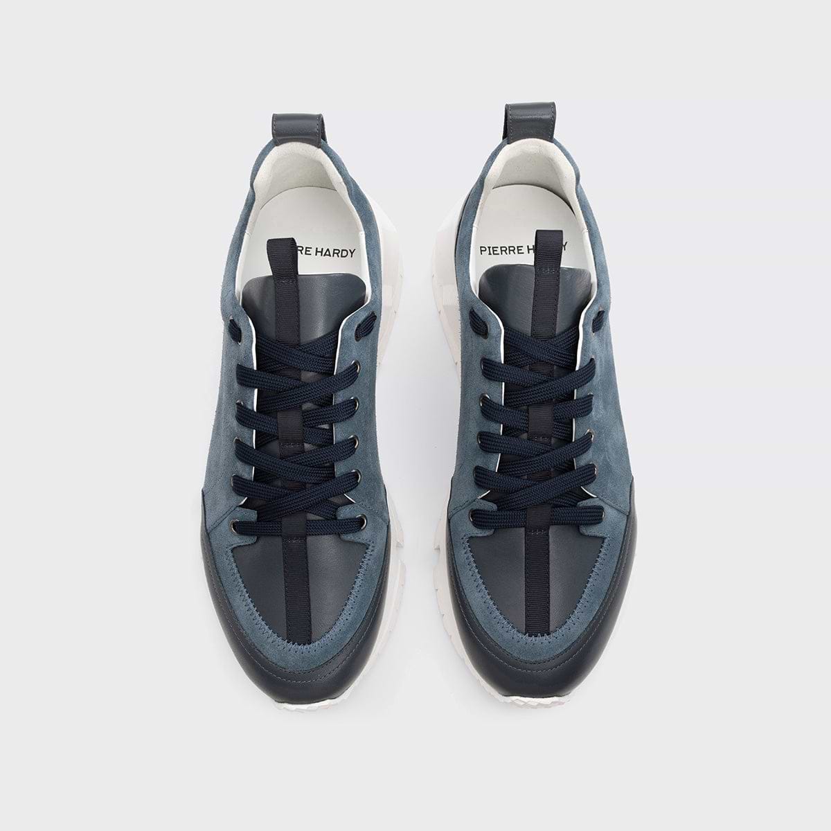 Pierre Hardy STREET LIFE SNEAKERS, denim blue suede calfskin and navy calfskin, vue 3