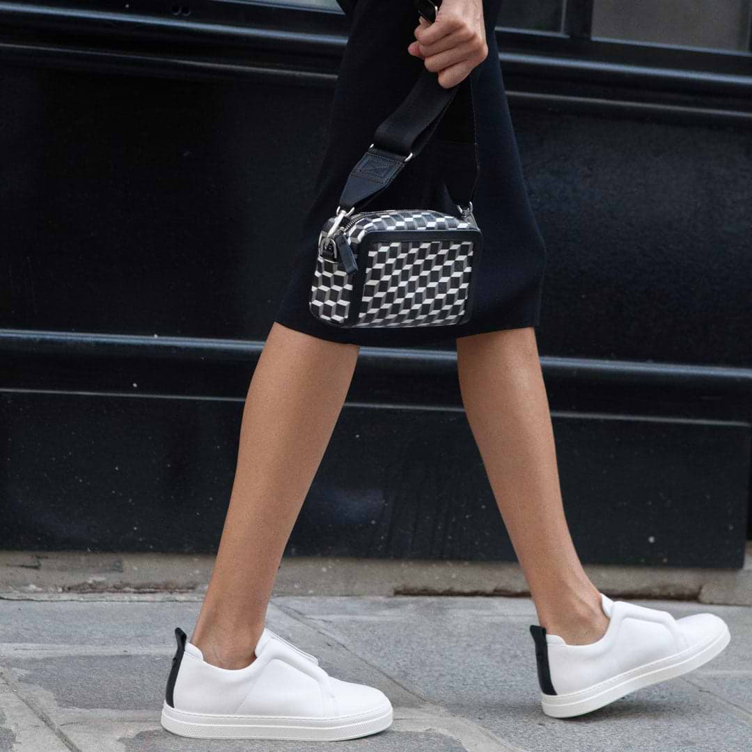 Pierre Hardy BASKETS SLIDER, cuir de veau blanc et noir, vue 4