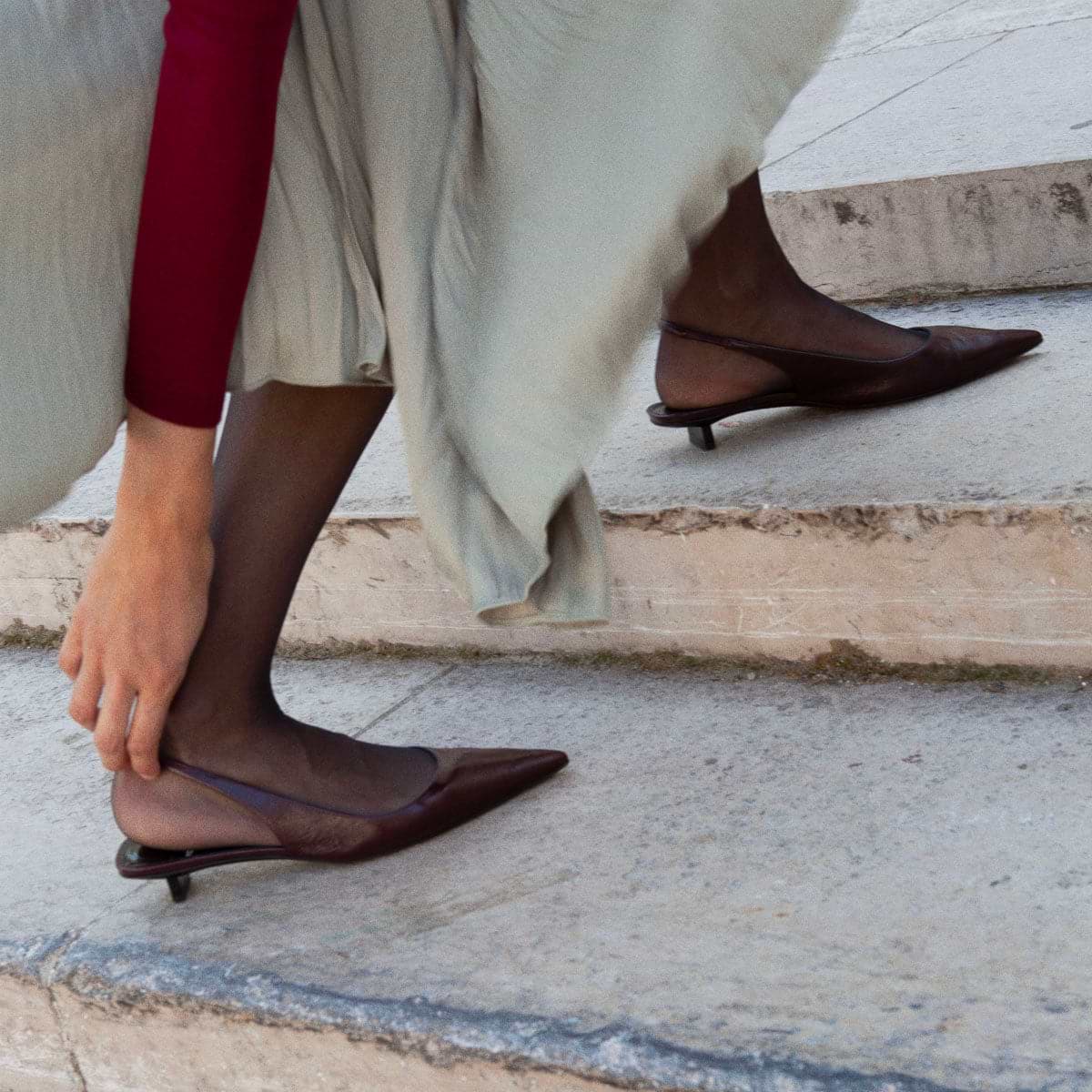 Pierre Hardy ESCARPIN SLINGBACK STELLA, cuir de veau craquelé bordeaux, vue 8