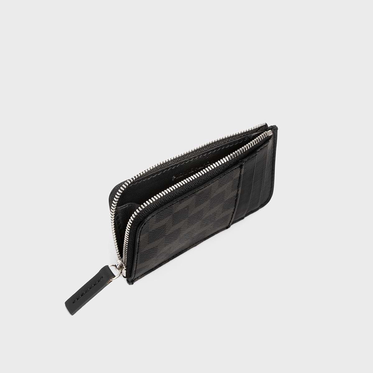 Pierre Hardy PORTE MONNAIE BABYLONE, toile enduite cube perspective noir et cuir de veau noir, vue 2