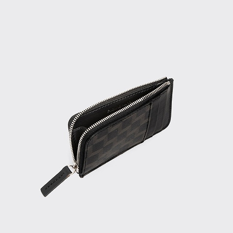 Pierre Hardy PORTE MONNAIE BABYLONE, toile enduite cube perspective noir et cuir de veau noir, vue 2