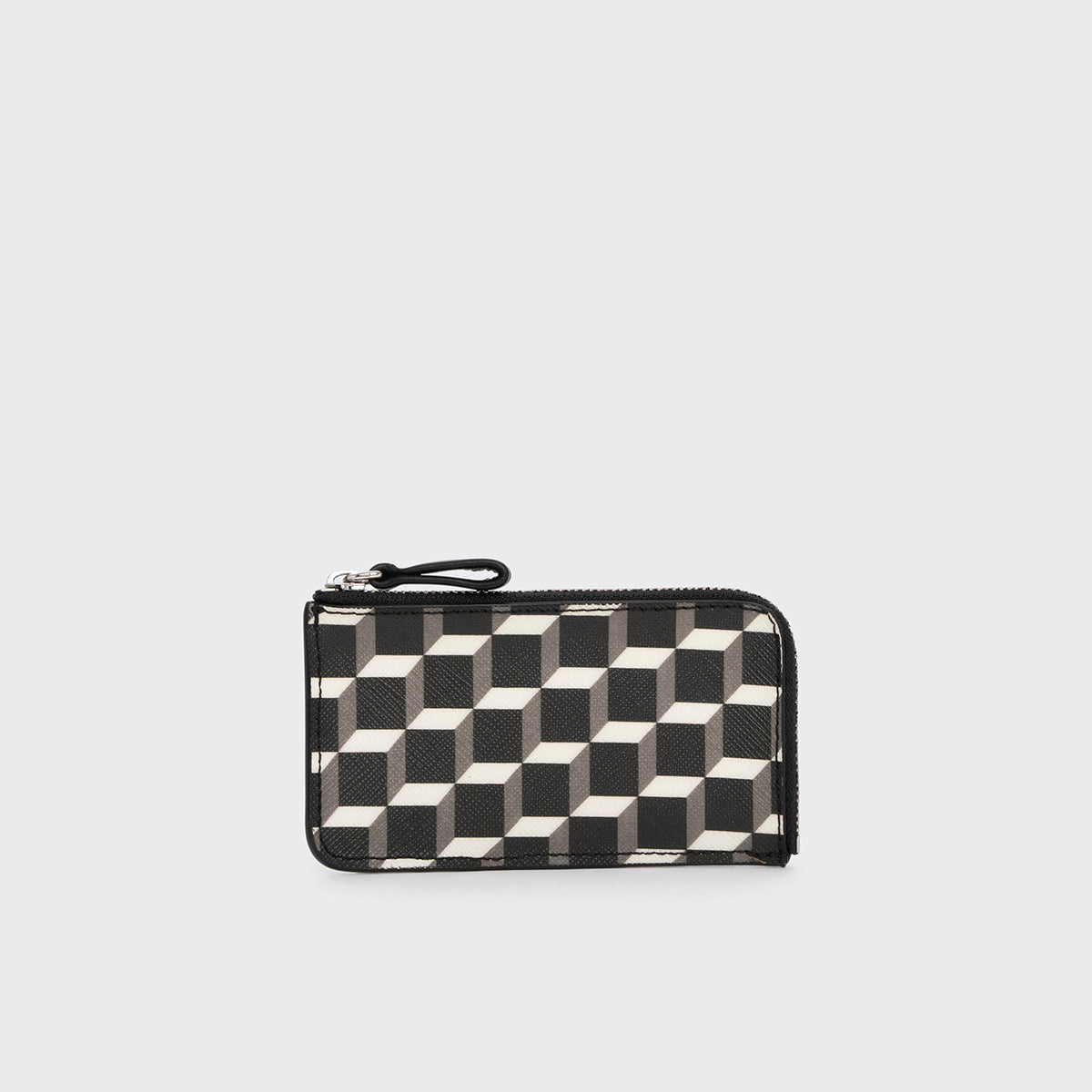 Pierre Hardy PORTE MONNAIE BABYLONE, toile enduite cube perspective et cuir de veau noir & blanc, vue 3