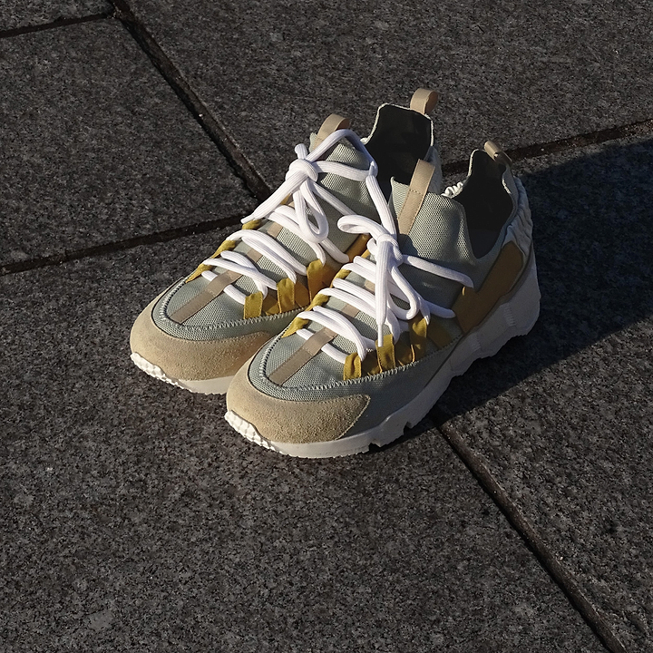 Pierre Hardy TREK COMET SNEAKERS, toile de nylon gris, cuir de veau blanc & jaune et veau velours beige, vue 7