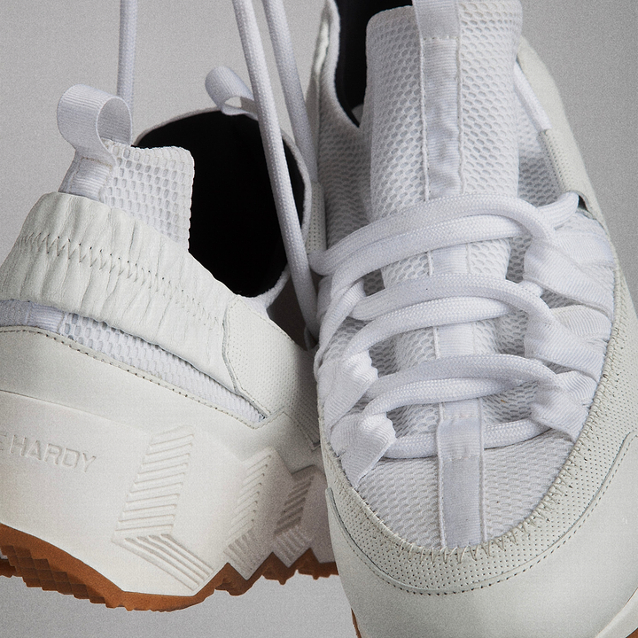 Pierre Hardy BASKETS TREK COMET, mesh blanc avec empiècements en veau blanc, vue 2
