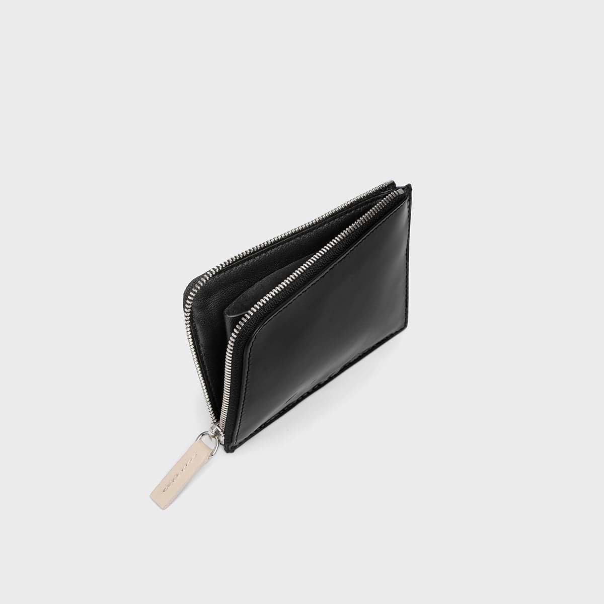 Pierre Hardy VALOIS COIN PURSE, black glazed lambskin and sky blue glazed lambskin, vue 3