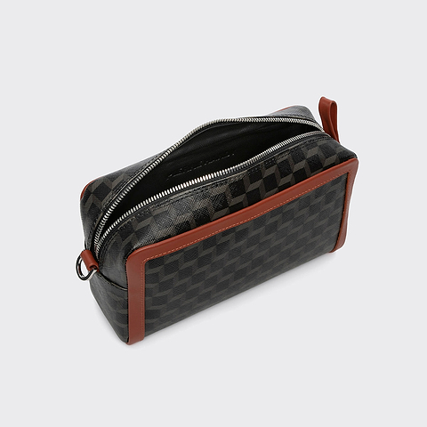 Pierre Hardy SAC MAXI CUBE BOX, toile enduite cube perspective noir et cuir de veau rouille, vue 2