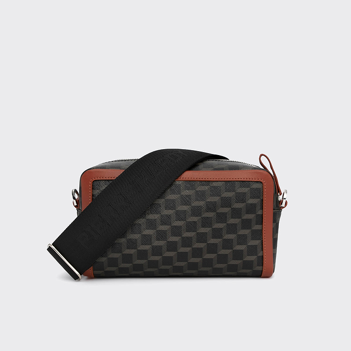 Pierre Hardy SAC MAXI CUBE BOX, toile enduite cube perspective noir et cuir de veau rouille, vue 6