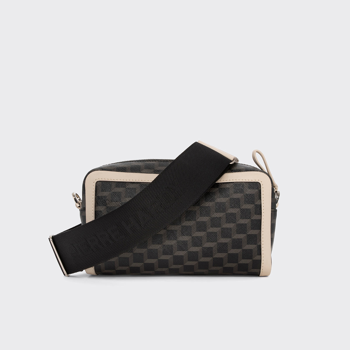 Pierre Hardy MAXI CUBE BOX BAG, black cube perspective coated canvas and off-white calfskin, vue 5