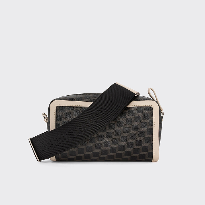 Pierre Hardy MAXI CUBE BOX BAG, black cube perspective coated canvas and off-white calfskin, vue 5