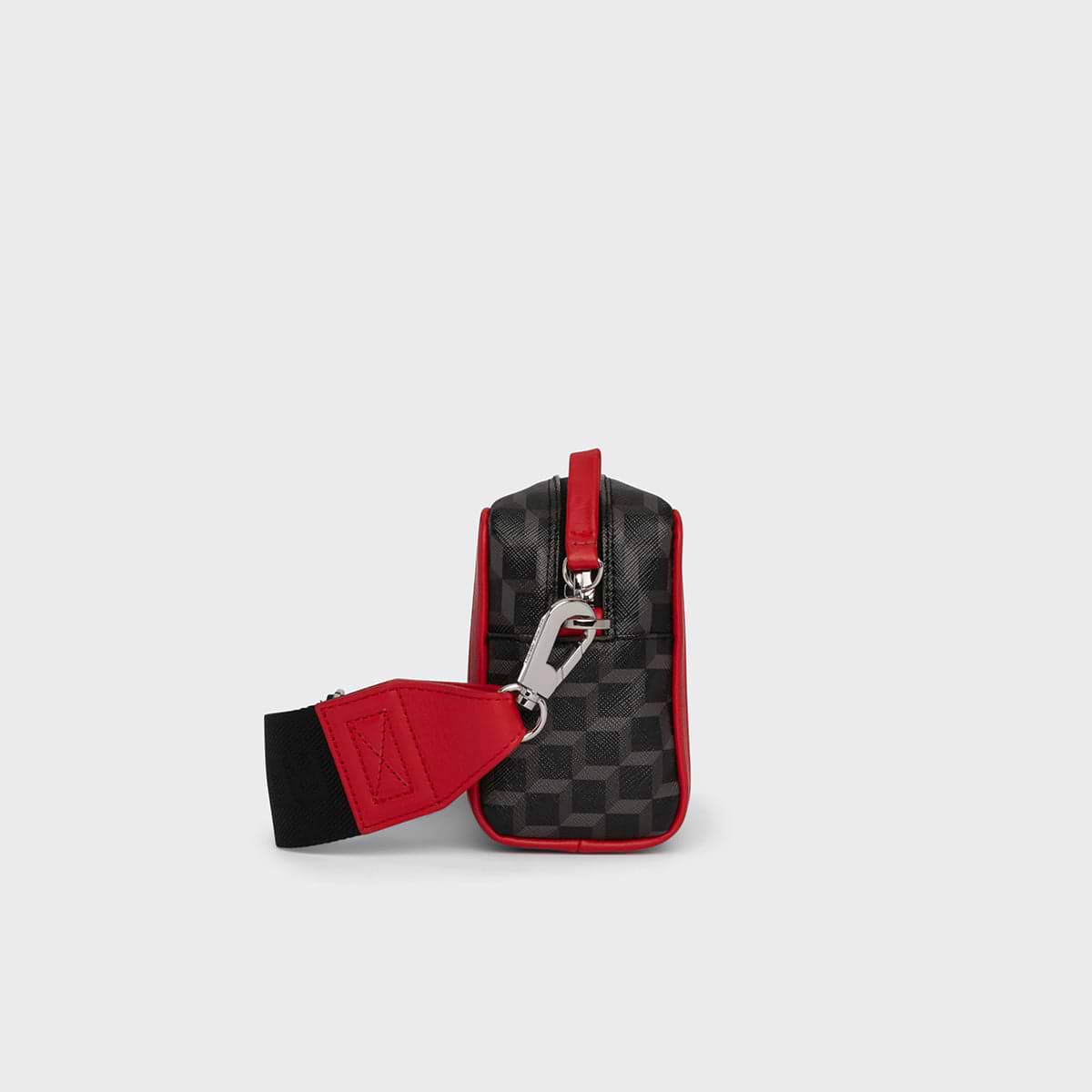 Pierre Hardy SAC MAXI CUBE BOX, toile enduite cube noir et cuir de veau rouge, vue 5