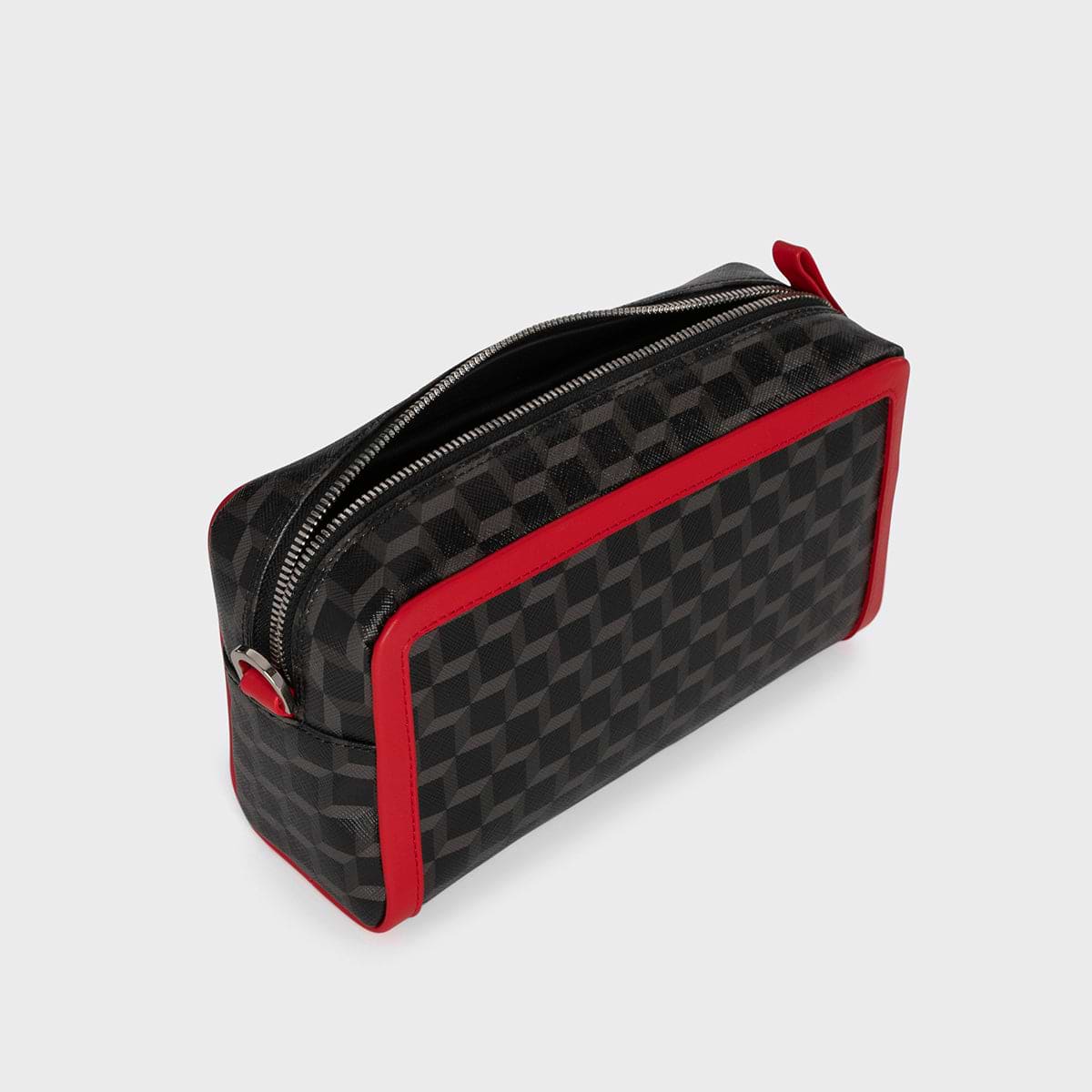 Pierre Hardy SAC MAXI CUBE BOX, toile enduite cube noir et cuir de veau rouge, vue 3