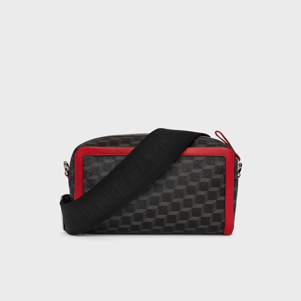 Pierre Hardy SAC MAXI CUBE BOX, toile enduite cube noir et cuir de veau rouge, vue 6