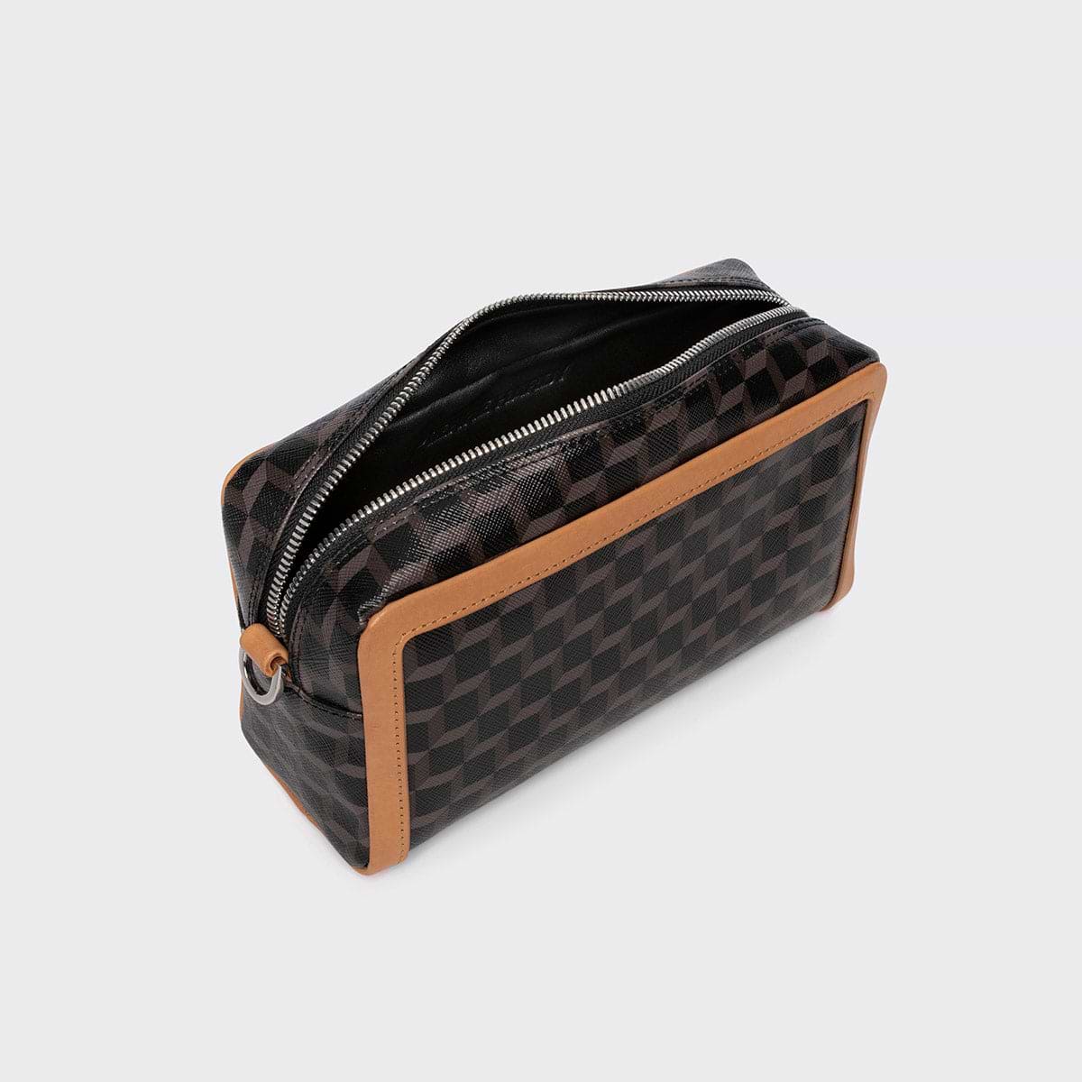 Pierre Hardy SAC MAXI CUBE BOX, toile enduite cube perspective noir et ganses en cuir de veau naturel, vue 5