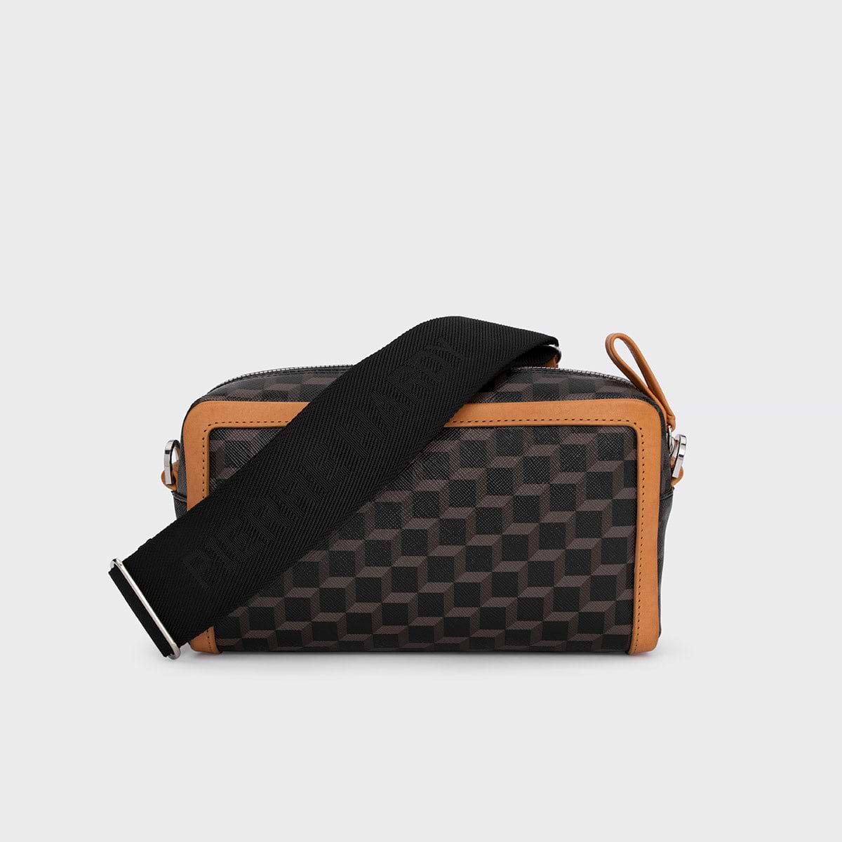 Pierre Hardy SAC MAXI CUBE BOX, toile enduite cube perspective noir et ganses en cuir de veau naturel, vue 7