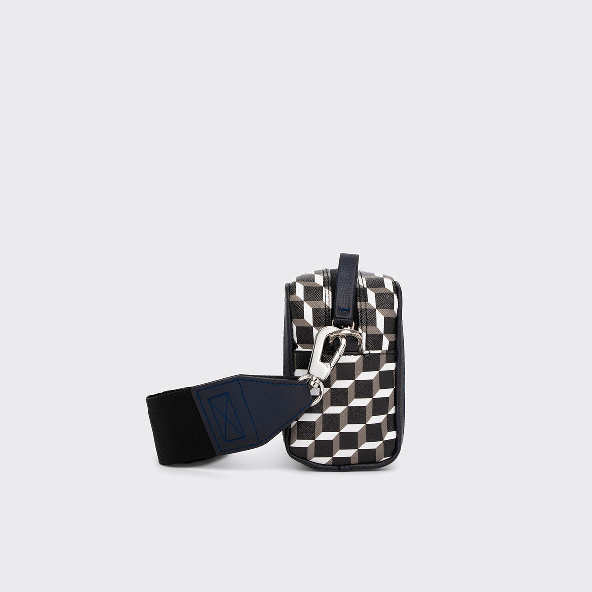 Pierre Hardy MAXI CUBE BOX BAG, cube perspective coated canvas and navy grained calfskin, vue 6