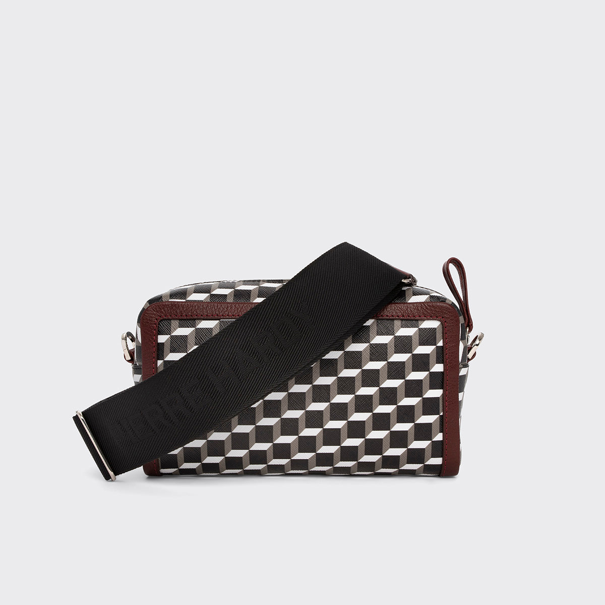 Pierre Hardy MAXI CUBE BOX BAG, cube perspective coated canvas and burgundy grained kidskin, vue 7