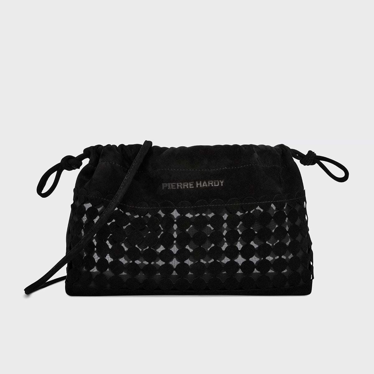 Pierre Hardy POCHETTE TWIN BULLES, cuir de chèvre velours noir