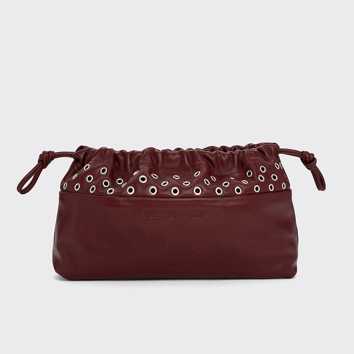 Pierre Hardy POCHETTE TWIN À ŒILLETS, cuir de veau bordeaux, vue 6