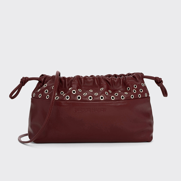 Pierre Hardy POCHETTE TWIN À ŒILLETS, cuir de veau bordeaux