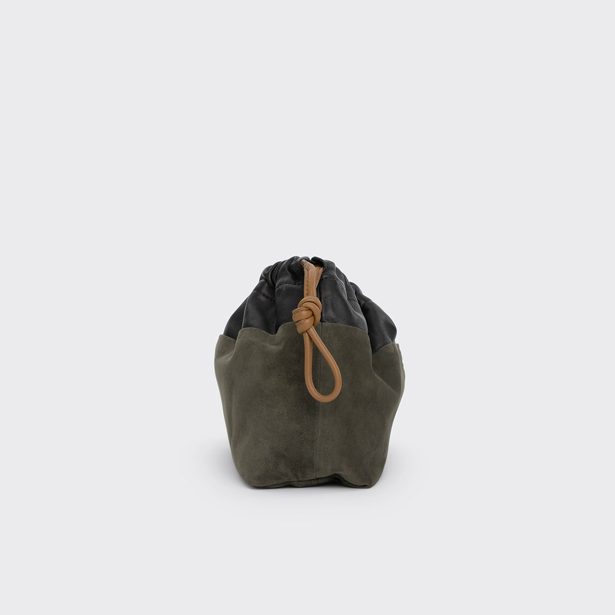 Pierre Hardy POCHETTE TWIN, cuir de chevreau velours kaki et cuir d'agneau noir, vue 3