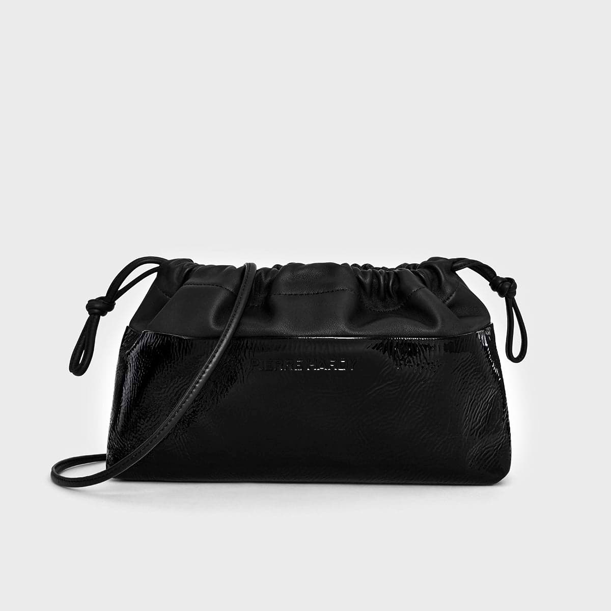 Pierre Hardy TWIN CLUTCH, black patent kidskin and black lambskin