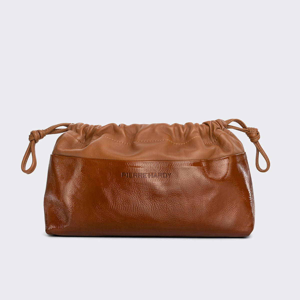 Pierre Hardy POCHETTE TWIN, cuir de chevreau verni et cuir d'agneau havane, vue 6