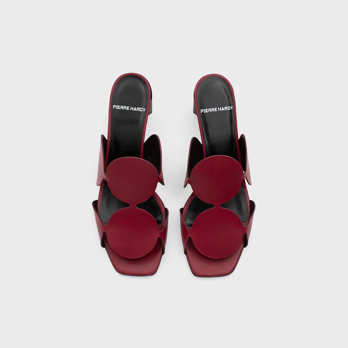 Pierre Hardy BULLES HEELED MULE, carmine red kidskin, vue 3