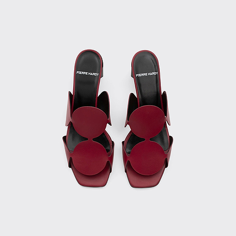 Pierre Hardy BULLES HEELED MULE, carmine red kidskin, vue 2