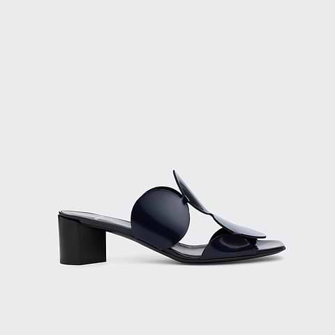 Pierre Hardy MULE À TALON BULLES, cuir d'agneau verni bleu marine