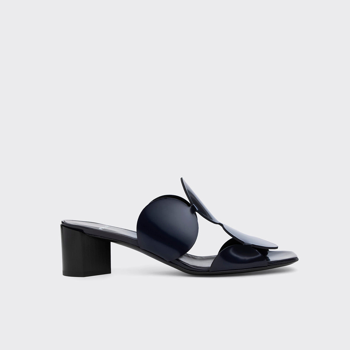 Pierre Hardy MULE À TALON BULLES, cuir d'agneau verni bleu marine