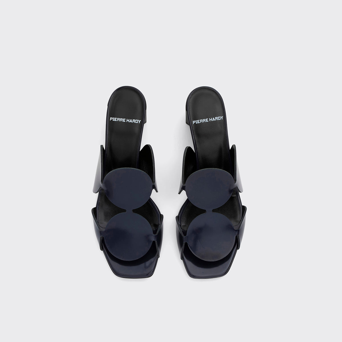 Pierre Hardy MULE À TALON BULLES, cuir d'agneau verni bleu marine, vue 2