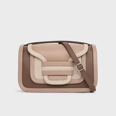 Pierre Hardy SAC À MAIN ALPHA MAXI, cuir de veau camel, taupe et blanc cassé
