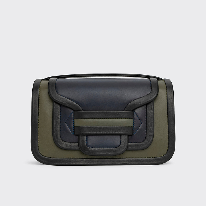 Pierre Hardy SAC À MAIN ALPHA MAXI, cuir d'agneau kaki, bleu marine et noir, vue 7
