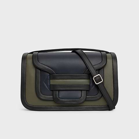 Pierre Hardy SAC À MAIN ALPHA MAXI, cuir d'agneau kaki, bleu marine et noir