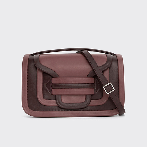Pierre Hardy SAC À MAIN ALPHA MAXI, cuir de veau bordeaux & fruits rouge