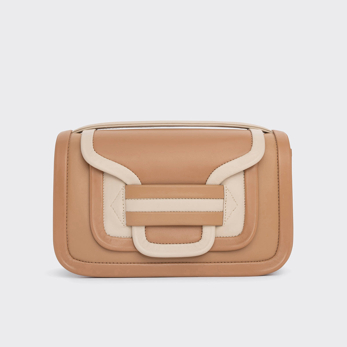 Pierre Hardy SAC À MAIN ALPHA MAXI, cuir de veau cappuccino, camel et blanc cassé, vue 7