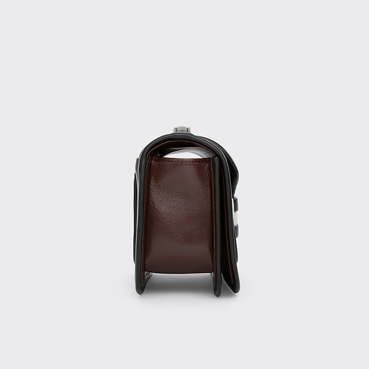 Pierre Hardy SAC À MAIN ALPHA MAXI, cuir d'agneau marron, rouille & noir et cuir de veau blanc, vue 5