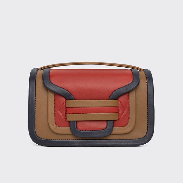 Pierre Hardy SAC À MAIN ALPHA MAXI, cuir d'agneau camel, bleu marine et rouille, vue 5