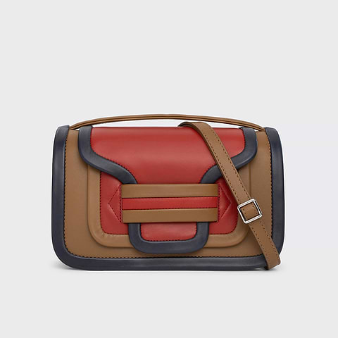 Pierre Hardy SAC À MAIN ALPHA MAXI, cuir d'agneau camel, bleu marine et rouille