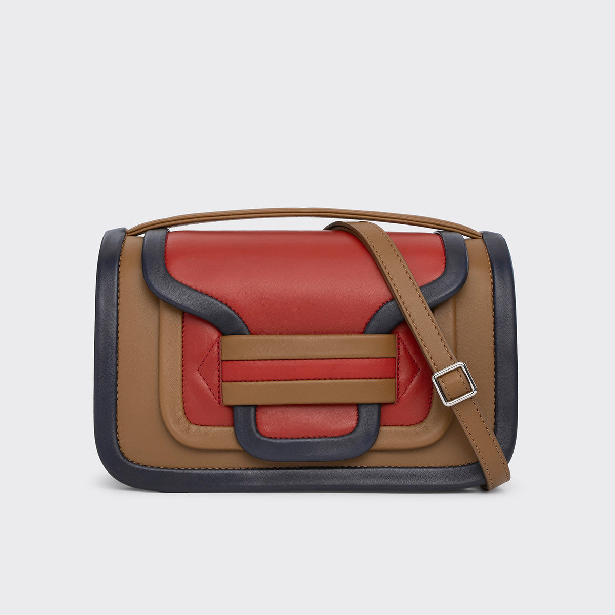 Pierre Hardy SAC À MAIN ALPHA MAXI, cuir d'agneau camel, bleu marine et rouille