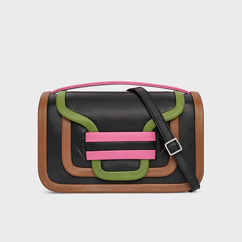 Pierre Hardy SAC À MAIN ALPHA MAXI, cuir d'agneau noir, camel, vert et rose