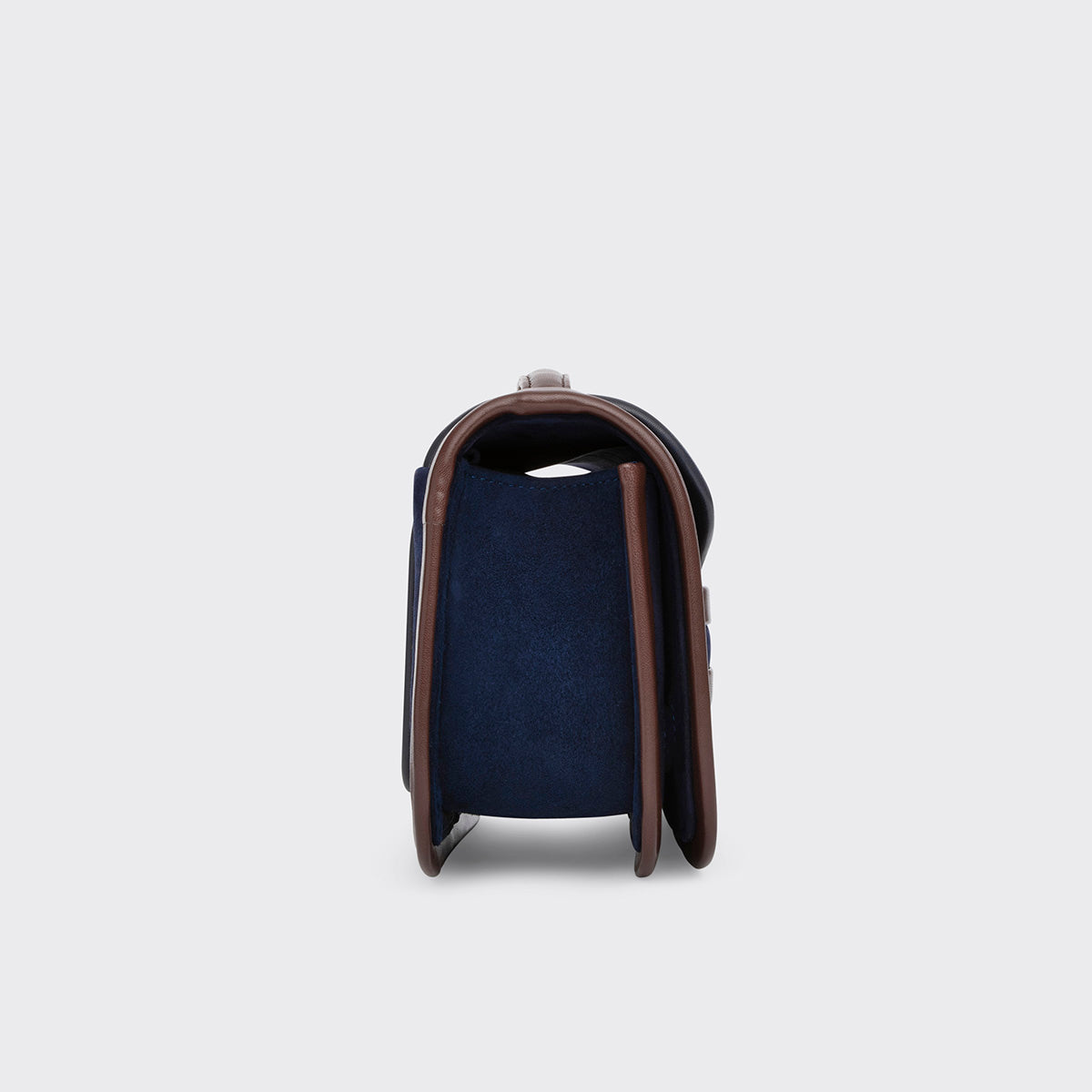 Pierre Hardy SAC À MAIN ALPHA MAXI, cuir de chevreau velours et cuir d'agneau bleu marine & marron, vue 3