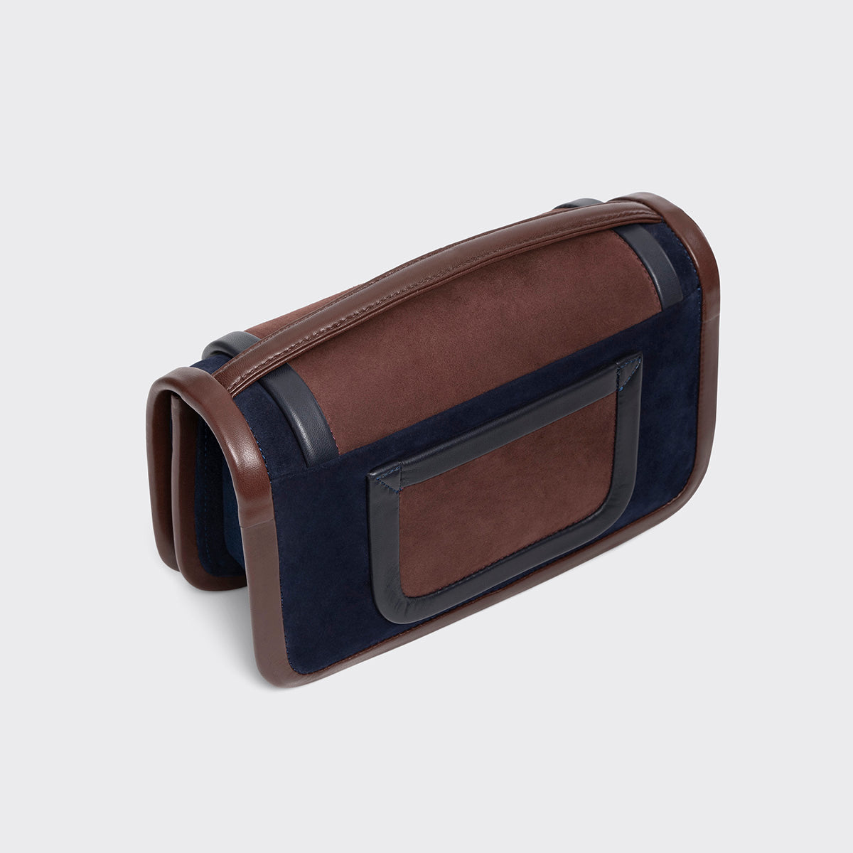 Pierre Hardy SAC À MAIN ALPHA MAXI, cuir de chevreau velours et cuir d'agneau bleu marine & marron, vue 4