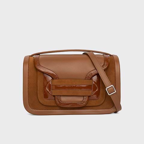 Pierre Hardy SAC À MAIN ALPHA MAXI, cuir de chevreau velours et cuir d'agneau havane